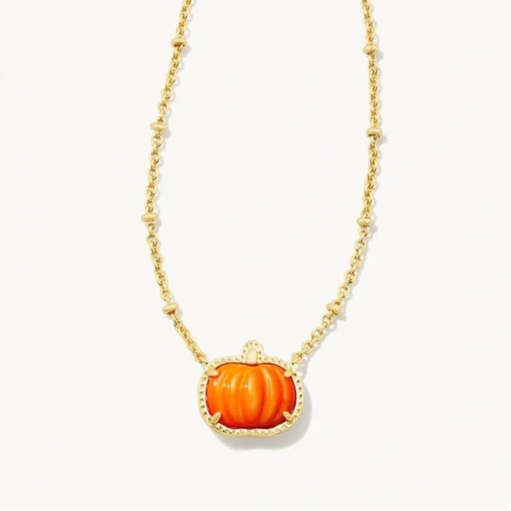 Kendra Scott Pumpkin Pendant Necklace in Orange Mother-of-Pearl